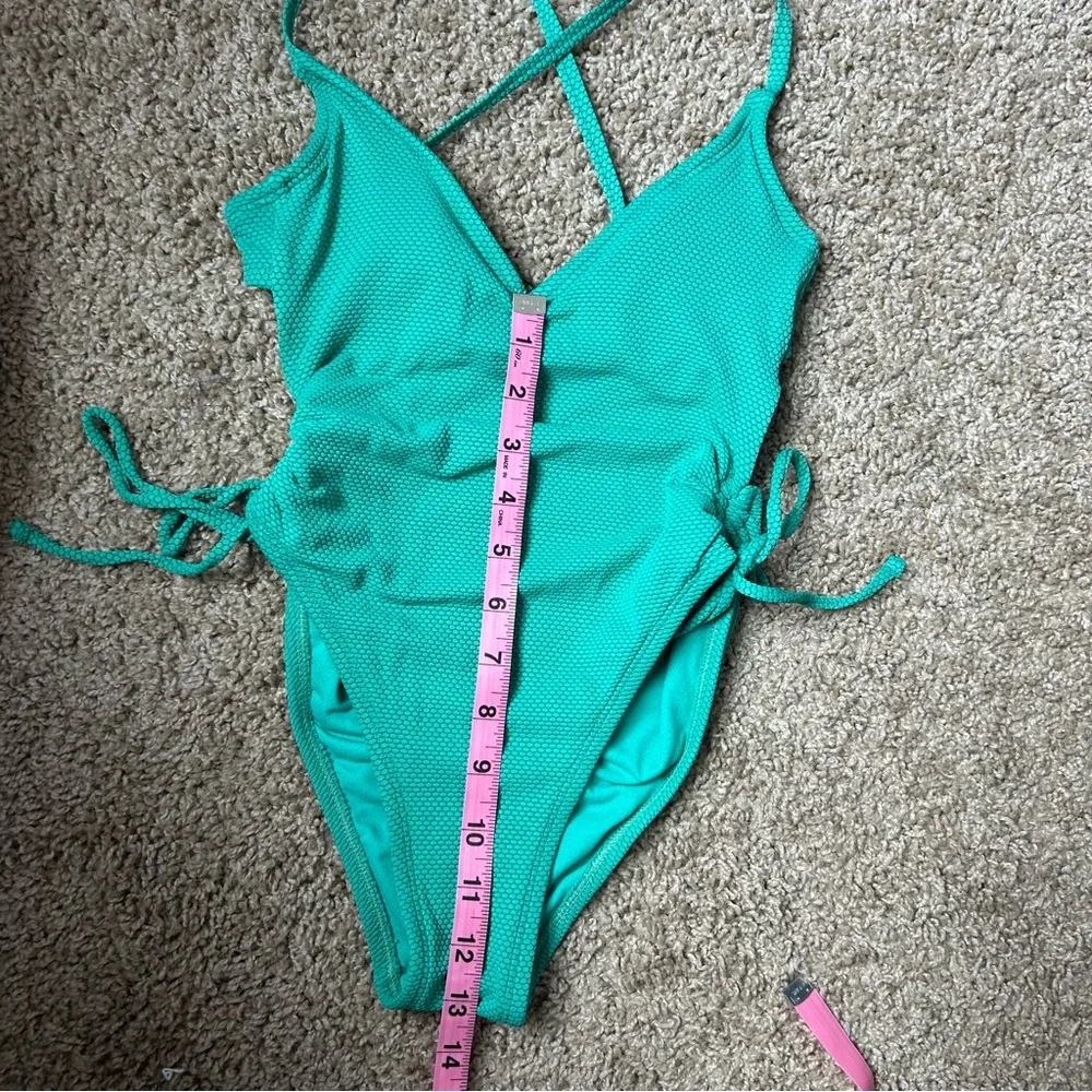 W Stoney Clover Lane x Target Green Deep V Neck One Piece Swimsuit Size XXS |E10
